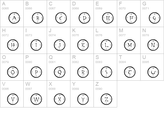 101! Clock Face uppercase A-Z preview
