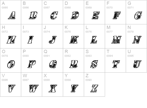 1st Cav Italic uppercase A-Z preview