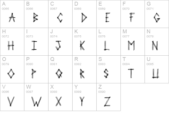2 Prong Tree uppercase A-Z preview