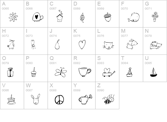 2Peas DW Dingbats uppercase A-Z preview