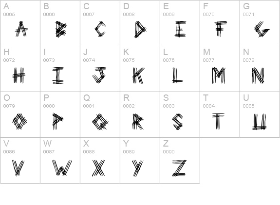 3 Prong Tree uppercase A-Z preview
