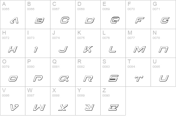 4114 Blaster 3D Italic uppercase A-Z preview