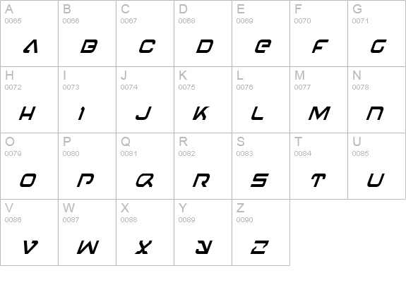 4114 Blaster Condensed Italic uppercase A-Z preview
