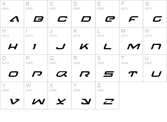 4114 Blaster Expanded Italic uppercase A-Z preview