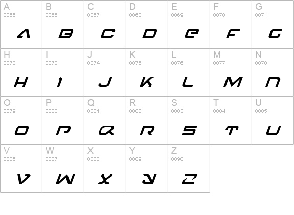 4114 Blaster Italic uppercase A-Z preview