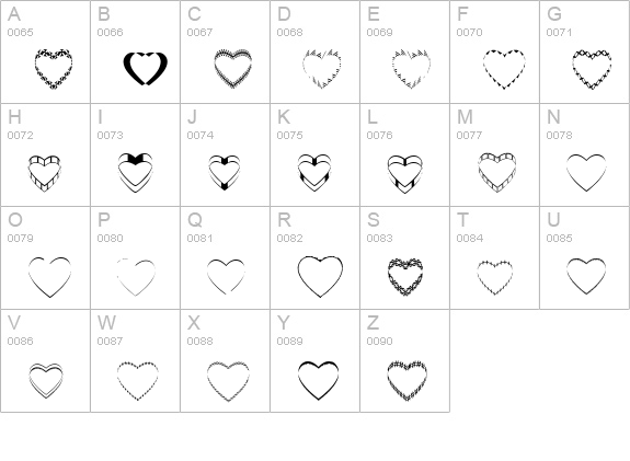 4YEOhearts uppercase A-Z preview