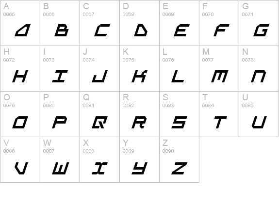 5th Agent Italic uppercase A-Z preview