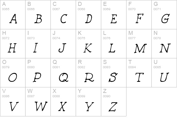 5thGrader Italic uppercase A-Z preview