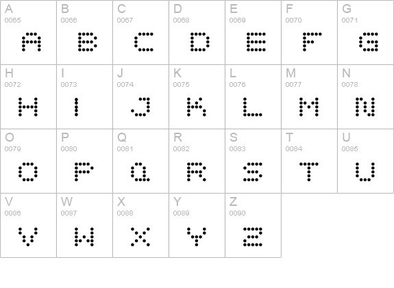 5x5 Dots uppercase A-Z preview