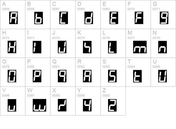 7LED italic uppercase A-Z preview