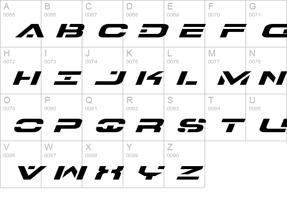 7th Service Expanded Italic uppercase A-Z preview