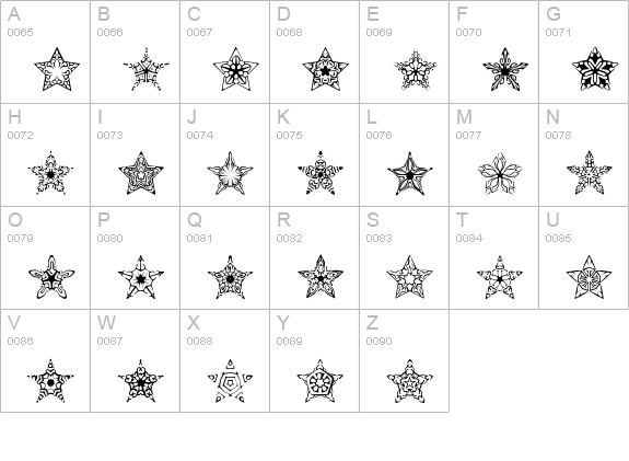 90 Stars BRK uppercase A-Z preview