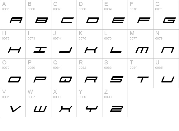 911 Porscha Italic uppercase A-Z preview