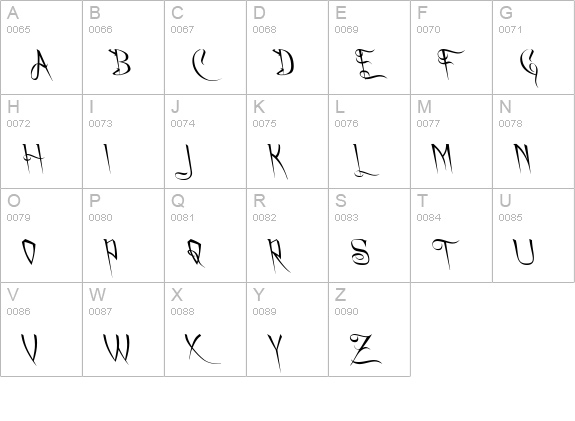 A Charming Font Leftleaning uppercase A-Z preview