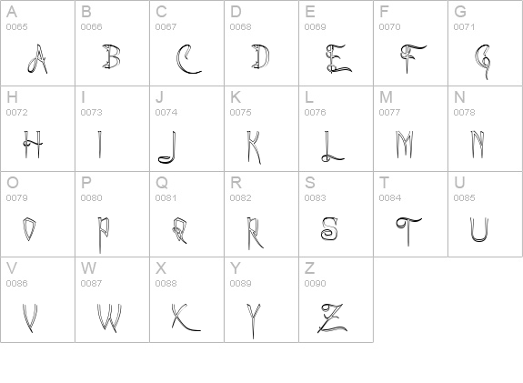 A Charming Font Outline uppercase A-Z preview