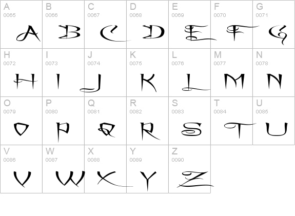 A Charming Font Superexpanded uppercase A-Z preview