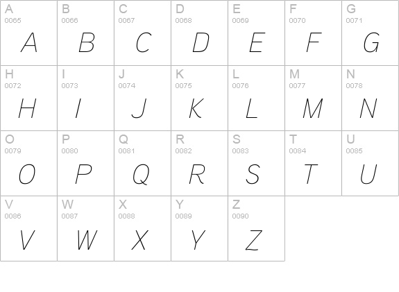 Aaux ProThin Italic OSF uppercase A-Z preview