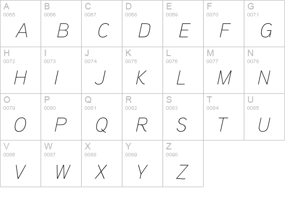 Aaux ProThin Italic SC uppercase A-Z preview