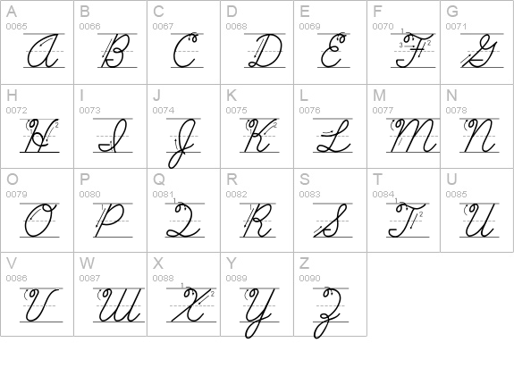 AbcCursiveArrow uppercase A-Z preview