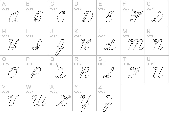 AbcCursiveArrowDotted uppercase A-Z preview