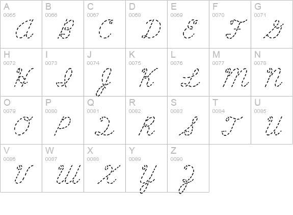 AbcCursiveDotted uppercase A-Z preview