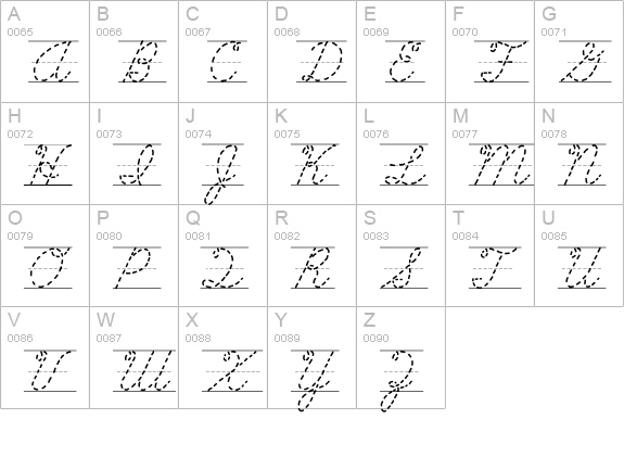 AbcCursiveDottedLined uppercase A-Z preview