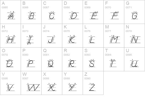 AbcDNManusArrow uppercase A-Z preview