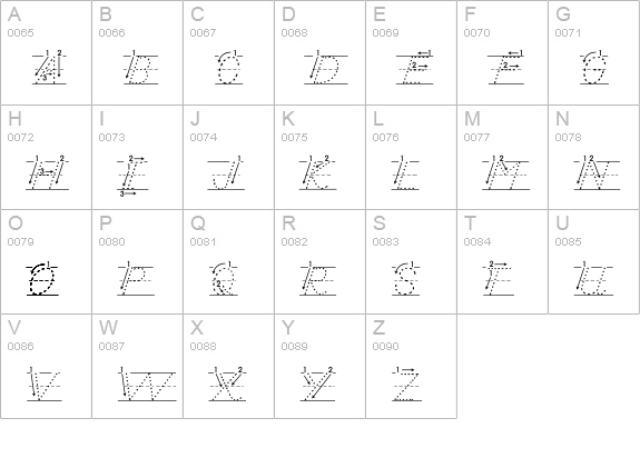 AbcDNManusArrowDotted uppercase A-Z preview