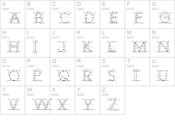 AbcPrintArrowDotted uppercase A-Z preview