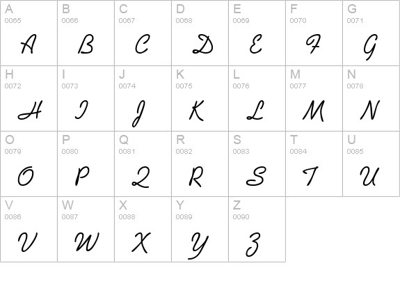 AbrazoScriptSSK uppercase A-Z preview
