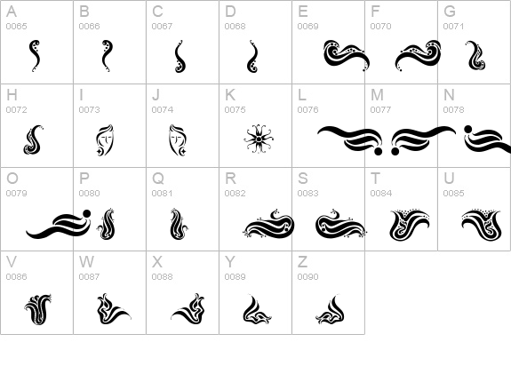 Absinth Flourishes II uppercase A-Z preview
