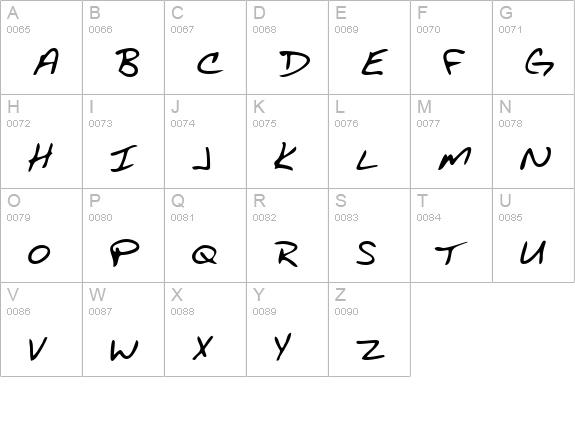 AcaciasHand Regular uppercase A-Z preview
