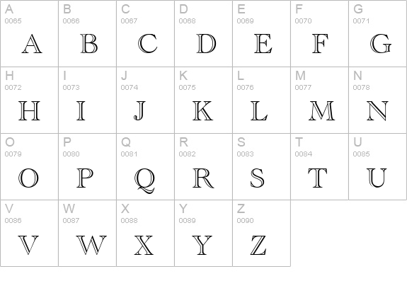 Academy Engraved LET uppercase A-Z preview