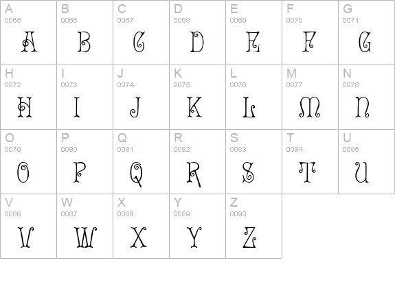 Acadian uppercase A-Z preview