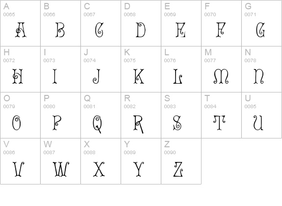 Acadian™ uppercase A-Z preview