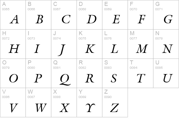 Acanthus SSi Italic uppercase A-Z preview