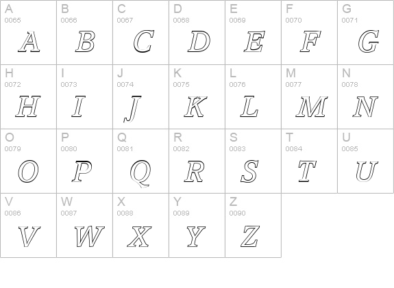 AccoladeOutline-Italic uppercase A-Z preview