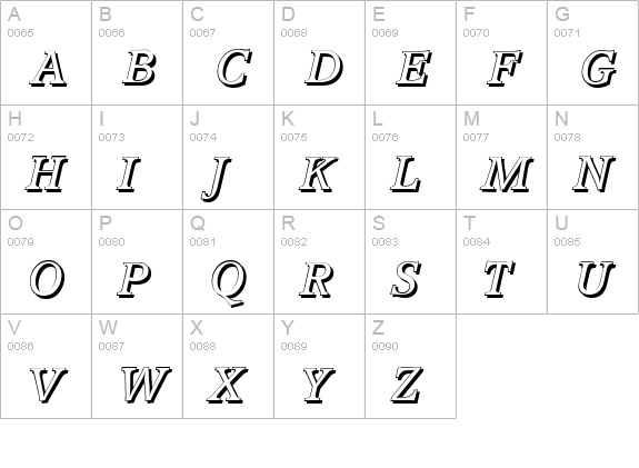 AccoladeShadow-Italic uppercase A-Z preview