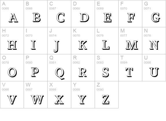AccoladeShadow-Regular uppercase A-Z preview