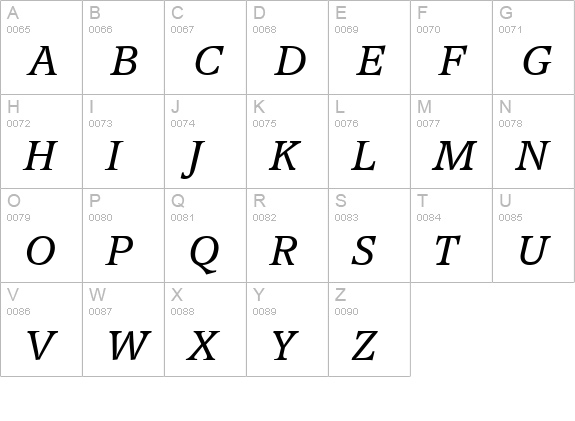 Accord SF Italic uppercase A-Z preview