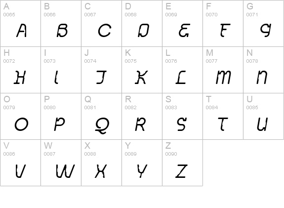 Acetone-Oblique uppercase A-Z preview