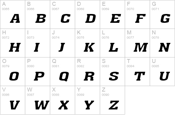 Ache Extended Italic uppercase A-Z preview