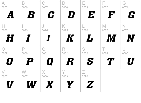 Ache Wide BoldItalic uppercase A-Z preview