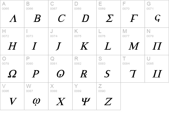 Achilles Italic uppercase A-Z preview