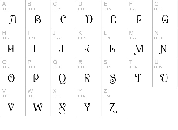 AcornSwashAltern Regular uppercase A-Z preview