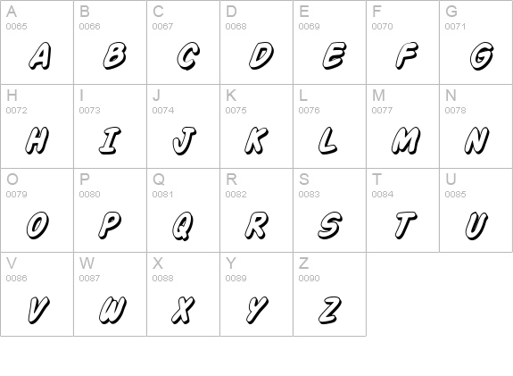 Action Man Shaded Italic uppercase A-Z preview