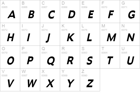 Adams Condensed Bold Italic uppercase A-Z preview