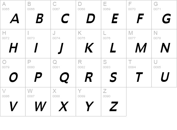 Adams Condensed Italic uppercase A-Z preview
