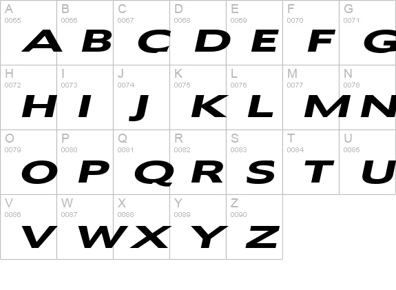 Adams Extended Bold Italic uppercase A-Z preview