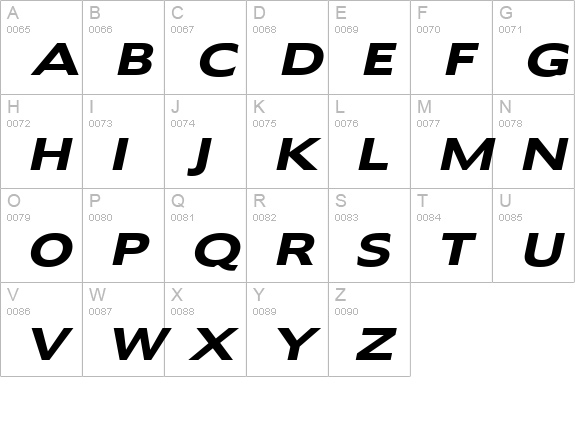 Adams Wide Bold Italic uppercase A-Z preview